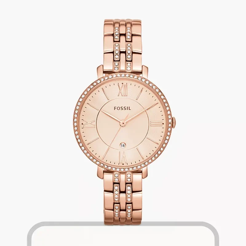 Fossil Jacqueline Three-Hand Rose Gold-Tone Ladies Watch- ES3546